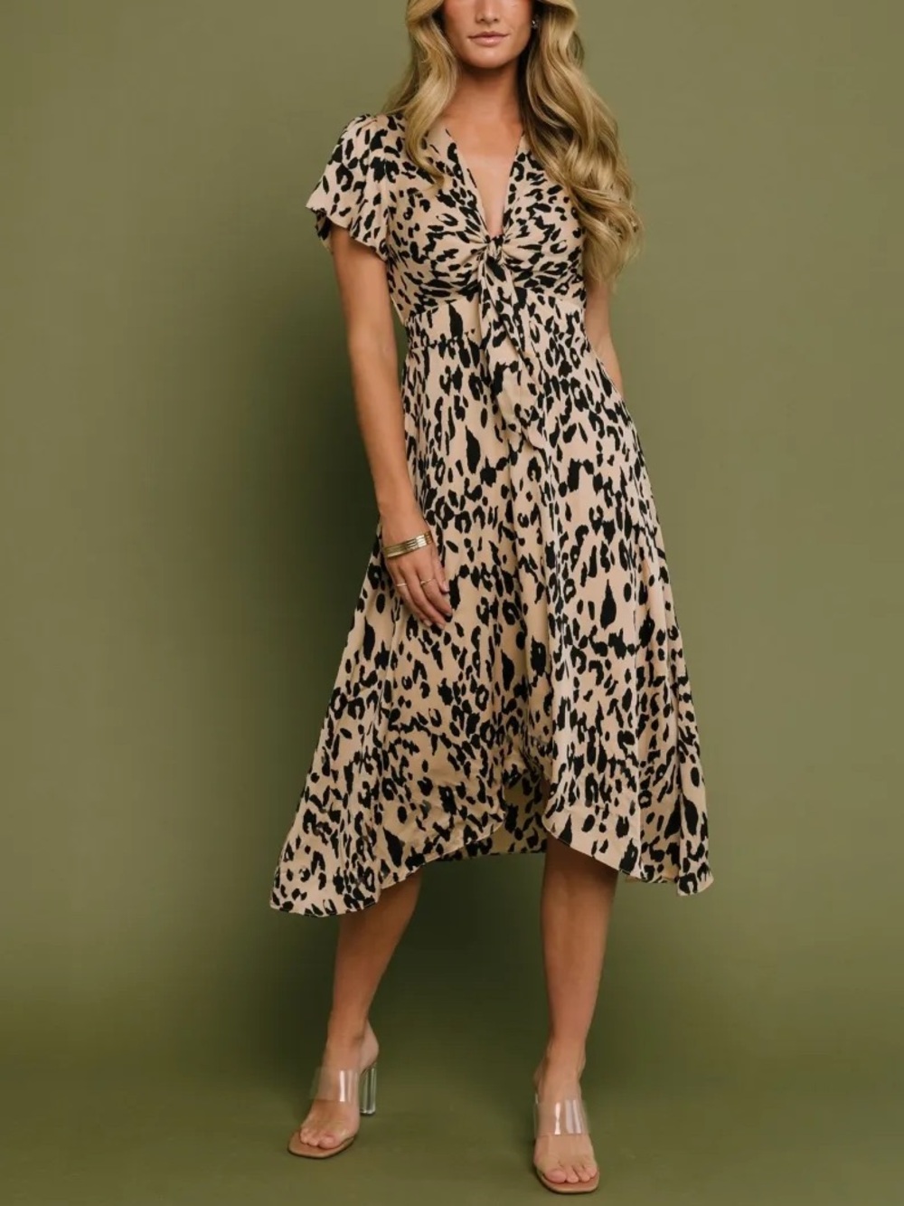 NWT - Baltic Born Poppy Satin Midi Dress in Animal Print - Size XXL